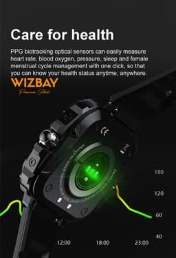 WizBay Premium Select® 1.43inch AMOLED Screen Smartwatch Dames Heren - Android en iOS - Bluetooth Call - 02 Zuurstof - Bloedruk - Dynamic Hartslag & Slaap Monitor - Message - Magnetic Laden - Smartwatches - Zwart met rvs Zwarte Band Rose Knoppen — thumbnail 5