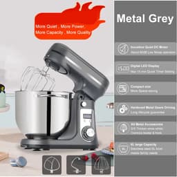 Keukenmixer - Keukenmachine - Foodprocessor - Keukenrobot - Elektrische Foodmixer - 1200W - Stil DC-Motor - LED Display - 6 Snelheden - Metaal Grijs — thumbnail 1