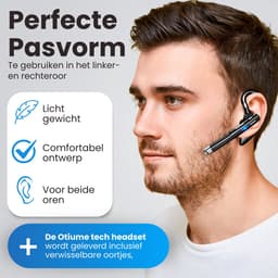 Otiume - Draadloze Bluetooth Headset – Noise Canceling – Incl. Oplaadkoffer - 32 uur Beltijd - Waterproof - Handsfree - Zwart Zilver — thumbnail 4
