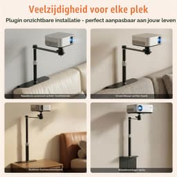 Beamerstandaard voor bed en bank, projectorhouder zonder boren, 360° draaibare beamerhouder, wand/nachtkastje, stabiele stalen beamer-wandhouder voor slaapkamer en woonkamer (23,5-37,5 cm) — thumbnail 2