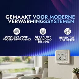 Salus WBRT520RT Digitale Programmeerbare Thermostaat - Draadloze Kamerthermostaat - RF 868 MHz - Weekprogramma - LCD Display - Geen WiFi Nodig — thumbnail 4