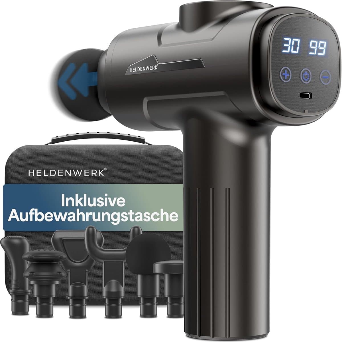 SnelShoppen - Massagepistool met 6 Massagekoppen, 30 Snelheden, USB-C Aansluiting en LCD-Touchscreen - Spiermassageapparaat voor Diepe Weefselmassage — afbeelding 1