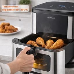 Luchtfriteuse, 8 liter, 1600-1800 W, transparant venster, touch-display, 8 programma's, anti-aanbakmand, 360° luchtkoken, gemakkelijk te reinigen — thumbnail 4