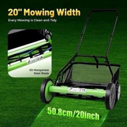 Handgrasmaaier – Handmaaier – Kooimesmaaier – Duwgrasmaaier – Gazonmaaier – 50,8 cm Maaibreedte – 9 Instelbare Maaihoogtes – 65-Mangaan Stalen Messen – Met Opvangzak – Groen — thumbnail 4