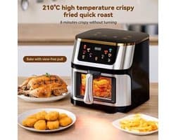Airfryer - XXL – Heteluchtfriteuse – 2400W/2800W – 12L - RVS & Touchscreen – Multifunctionele Elektrische Friteuse - Olievrij Frituren - Zwart