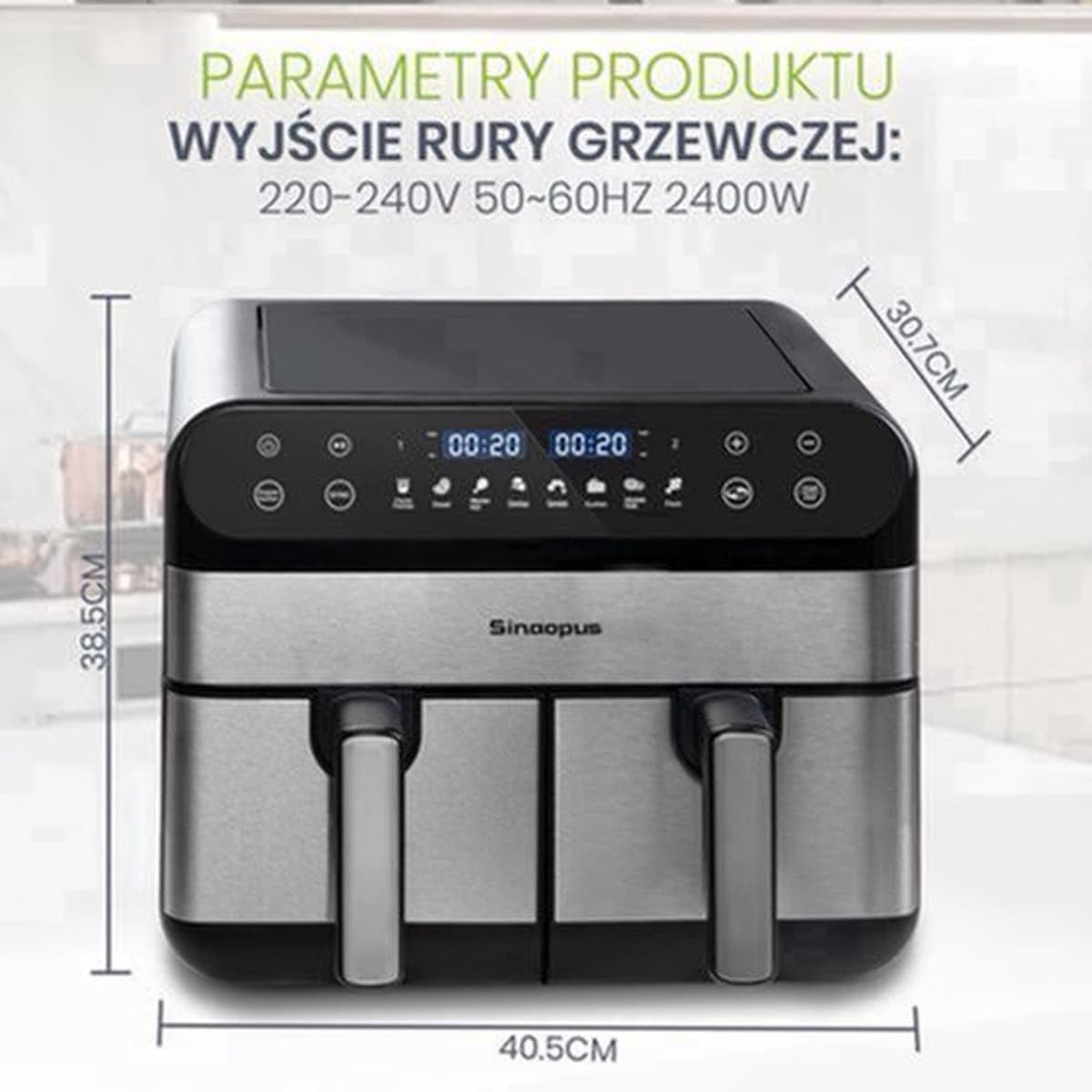Heteluchtfriteuse - 10L Dubbele Korf - 2400W Vermogen - Grote Capaciteit - Olievrij - Familieformaat Elektrische Oven — afbeelding 1
