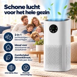 Jeavy 2-in-1 Luchtreiniger & Luchtbevochtiger – Afneembare Bevochtigingsmodule – H13 HEPA filter – Automatische Modus – Wit — thumbnail 4