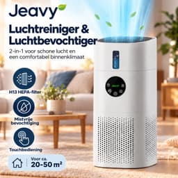 Jeavy 2-in-1 Luchtreiniger & Luchtbevochtiger – Afneembare Bevochtigingsmodule – H13 HEPA filter – Automatische Modus – Wit — thumbnail 5