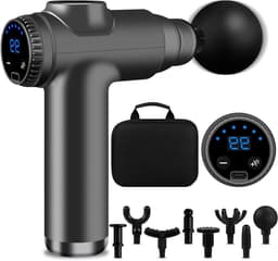 Mini Massage Gun - Spierontspanning Apparaat - Herstel Bevorderen - 99 Snelheden Instelbaar - 10x5x10 cm - Zwart — thumbnail 1