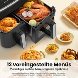 Heteluchtfriteuse - Dual-Zone Met Kijkvenster - 2000 W - 10L Capaciteit - LED-Touchscreen - Zwart — thumbnail 5