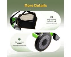 Handgrasmaaier – Handmaaier – Kooimesmaaier – Duwgrasmaaier – Gazonmaaier – 50,8 cm Maaibreedte – 9 Instelbare Maaihoogtes – 65-Mangaan Stalen Messen – Met Opvangzak – Groen