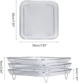 3 stuks Air Fryer-rek, stapelbaar roestvrij staal, grillrooster, luchtfriteuse-frame, vierkant, accessoires voor luchtfriteuse, potten, snelkookpannen, Foodi, 8 l — thumbnail 5
