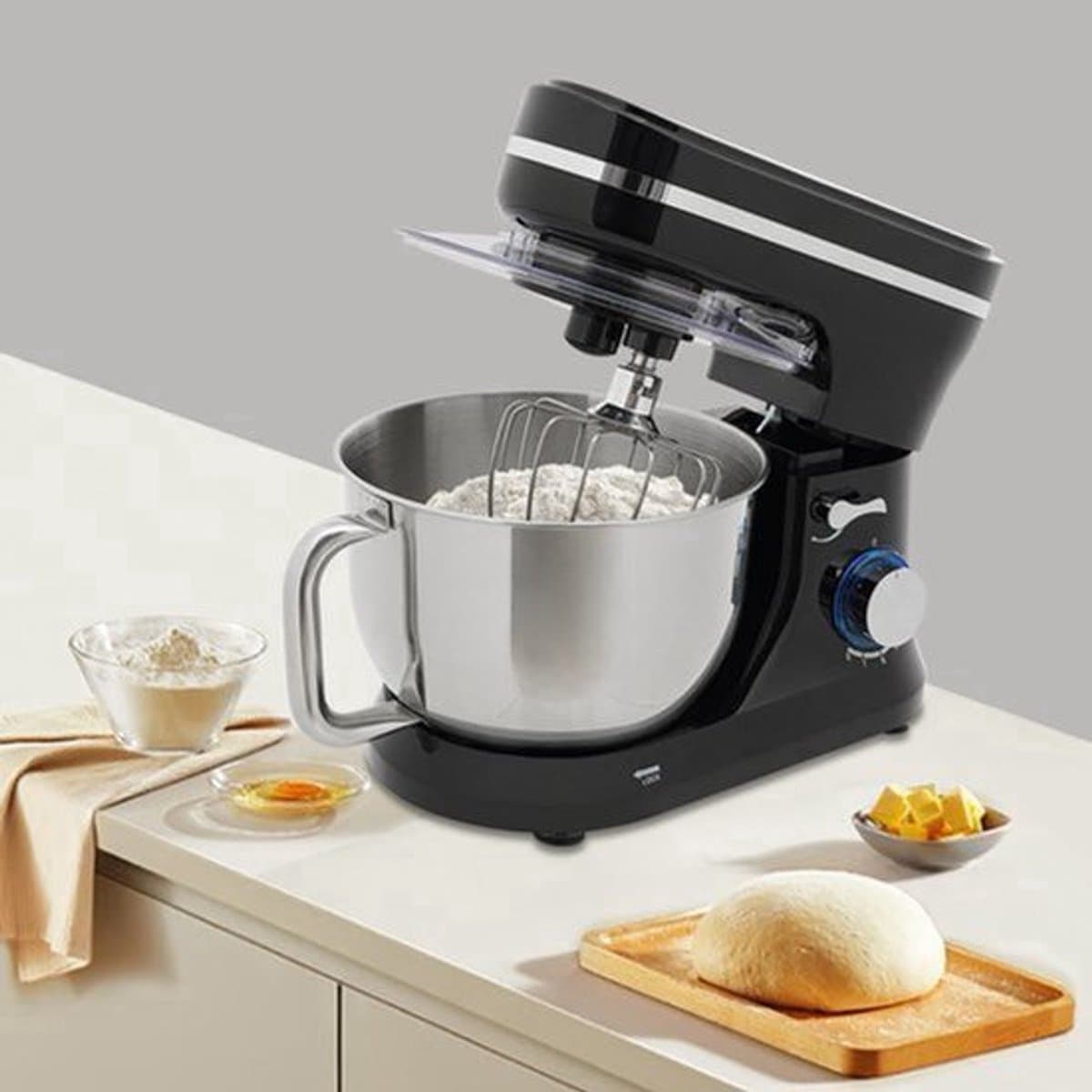 Keukenmachine - 1000 W Vermogen - 4,5 Liter Mengkom - Elektrisch - Inclusief Deeghaak En Garde - Voor Brood En Cake - Gezinsgebruik — afbeelding 1