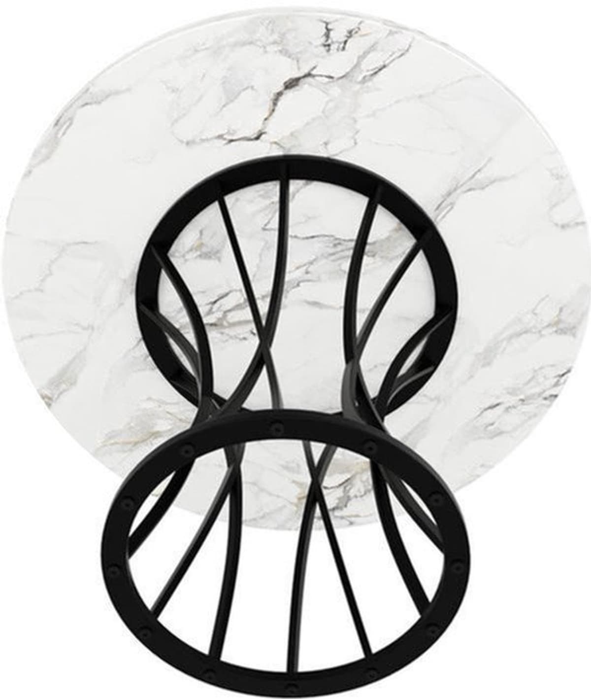 Rondetafel – Ronde Eettafel – Keukentafel – Tafel – MDF Tafel – Marmeren Blad – Glanzende Metalen Poten – 80x80x76 cm – Lichtgewicht & Luxe — afbeelding 1