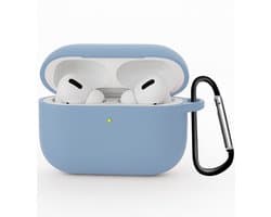 Hoesje Geschikt voor Apple Airpods Pro 3 - Siliconen Hoes met Clip - Silicone Case Cover - Lichtblauw
