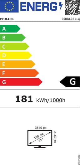 Philips Signage Solutions 75BDL3511Q/00 beeldkrant Digitale signage flatscreen 190,5 cm (75") IPS 400 cd/m² 4K Ultra HD Zwart — thumbnail 2