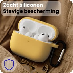 Hoesje - Geschikt voor Apple Airpods Pro 3 - Siliconen Hoes met Clip - Silicone Case Cover - Geel — thumbnail 4