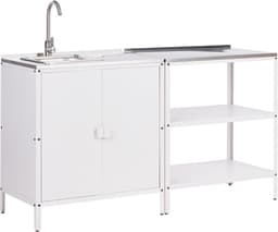 BELIANI VILAMA - Tuin kookeiland met keukenkast 2-delig - Wit - RVS — thumbnail 1