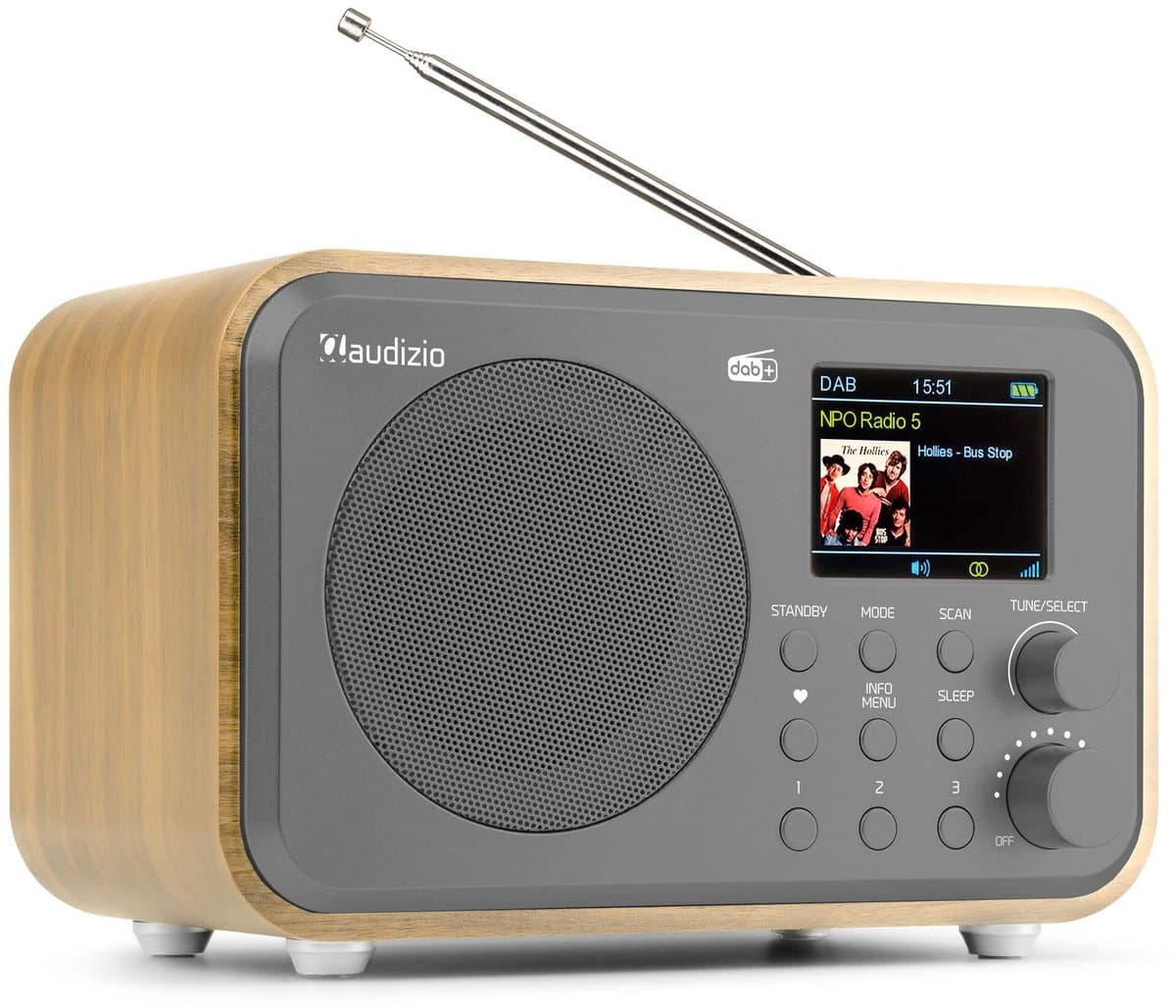 DAB radio met Bluetooth - Audizio Milan - DAB radio retro met accu en FM radio - Bamboe — afbeelding 1