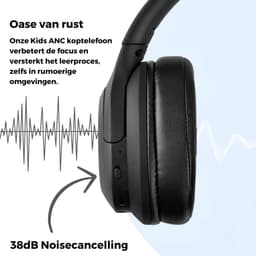 WiseQ ANC Koptelefoon Kinderen – Draadloze Koptelefoon Kind – Active Noise Cancelling – 35u Bluetooth – Hufterproof met Microfoon – Zwart — thumbnail 3