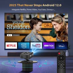 Fubzz 4K Projector - Draagbare Smart Beamer Met Android 12.0 - Wifi6 & Bluetooth 5.3 - 800ANSI Helderheid - Auto Focus - 360° Draaibare Thuisbioscoop — thumbnail 2
