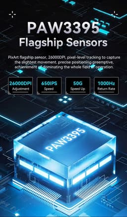 Attack Shark X3 Zwart draadloze gaming muis PAW3395, superlicht 49 g, 26.000 DPI, tri mode 2.4G Bluetooth en USB C, 200 uur batterij, programmeerbare knoppen — thumbnail 4