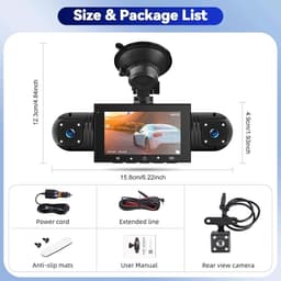 4-kanaals 360° dashcam HD 1080P 4-lens rijrecorder met 32GB geheugenkaart — thumbnail 2