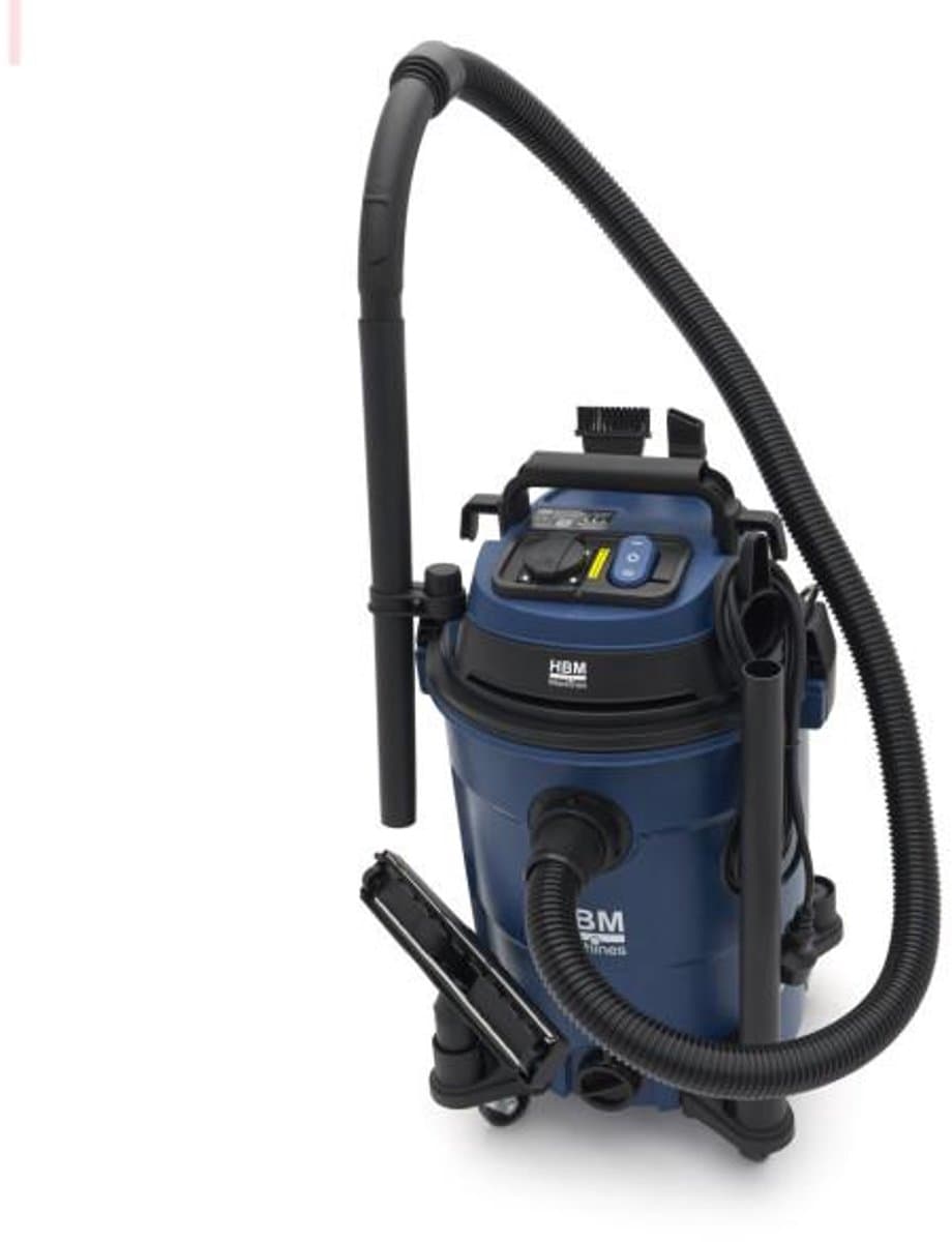 HBM bouwstofzuiger nat/droog PP 1200W 25L 16 kPa stopcontact op machine 32 mm — afbeelding 1
