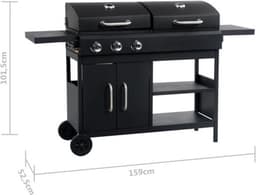 vidaXL Gas-/houtskoolbarbecue met 3 branders — thumbnail 5