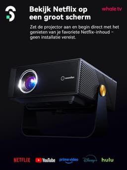 Mini beamer 4K met WiFi en Bluetooth, Smart projector met autofocus, keystone correctie en Full HD 1080P resolutie — thumbnail 4