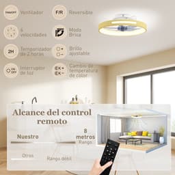 ECTEATOY® Plafondventilator met LED Verlichting 40W - Stille DC Motor - Afstandsbediening - Zomer & Winterstand - Hout — thumbnail 4