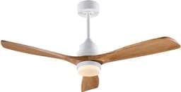 FloraGrace Ventilator – Met Licht En Afstandsbediening – 132 Cm – Metaal En Massief Hout – Wit Naturel – Woonkamer En Slaapkamer – Dimbaar — thumbnail 2