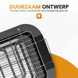 Elektrische grill – 2000W Tafelgrill met Thermostaat & Uitneembare Onderdelen – Draagbaar voor Buiten, Balkon & Tuin – Zwart — thumbnail 4