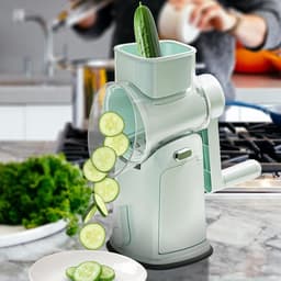 Groentesnijder Draaiende Rasp - Keukenmachine Fruit - Snel Ingrediënten Snijden - Met Spatbescherming - 288 cm Hoog - Muntgroen — thumbnail 5