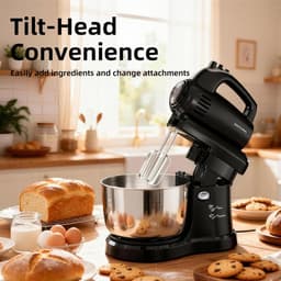 Keukenmixer met Kantelbare Kop - Standmixer Tafelmixer - Bakken en Mixen - 360 Graden Draaibare Kom - 3.2 Liter - Zwart — thumbnail 3