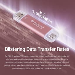 Externe SSD - Draagbare Opslag - Snelle Data Transfer - Compact En Robuust - 1 TB - Roze — thumbnail 2