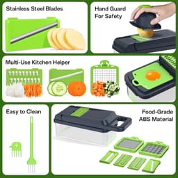 Groentehakselaar - Keukengadget set - Snel snijden - 12-in-1 functies - 2258 cm - Zwart — thumbnail 5