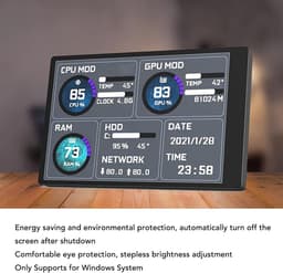SnelShoppen - 3.5 Inch IPS Computer Temperatuur Monitor, PC Sensor Paneel Display, CPU RAM HDD Gegevensmonitor, Netwerksnelheid, Weersvoorspelling, Aa — thumbnail 5