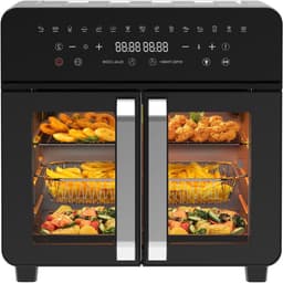 Heteluchtfriteuse Oven - Dubbele Zone - Gezond Koken - 15 Programma's - 23 Liter XXL - Zwart — thumbnail 1