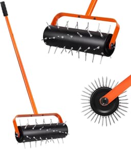 SnelShoppen - Handgrasmaaier met 42 scherpe nagels, 5 cm diep, grasmaaier voor tuin, gazon, patio, 180 x 38 cm, ideaal voor luchtigen bodem, lange lev — thumbnail 1