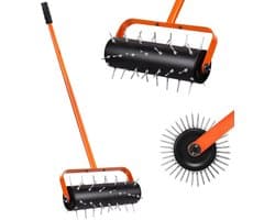 SnelShoppen - Handgrasmaaier met 42 scherpe nagels, 5 cm diep, grasmaaier voor tuin, gazon, patio, 180 x 38 cm, ideaal voor luchtigen bodem, lange lev