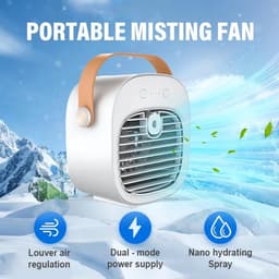 Mini airconditioner - Kleine airconditioner - Oplaadbare persoonlijke luchtkoeler - Mini airconditioner met drie snelheden - Mini watergekoelde luchtkoeler - Stille tafelventilator voor thuis, slaapkamer, op reis, op kantoor, binnen en buiten - Wit — thumbnail 3