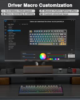 AULA F75 Pro - Draadloze Gaming Toetsenbord - Mechanisch Toetsenbord - 75% Hot-Swappable Custom Toetsenbord Met Draaiknop - 2,4 GHz/USB-C/BT5.0 Mechanisch Gamingtoetsenbord - Zeerif Zwart — thumbnail 5