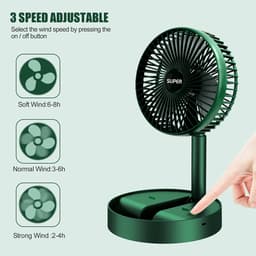 Uitschuifbare opvouwbare draagbare ventilator voor thuis, slaapzaal, drie snelheden, bureauventilator — thumbnail 3