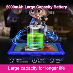 SnelShoppen - Kindertablet met Schokbestendige Bescherming, Dual Camera, Bluetooth, WiFi, 10.1 Inch Android 13 Tablet voor Kinderen, Perfect voor Educ — thumbnail 5