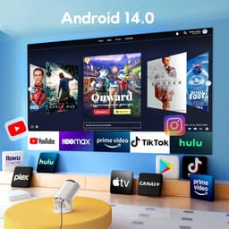 SnelShoppen - Mini Beamer 1080P met Android TV, WiFi 6 & Bluetooth 5.2, Compacte Projector met 180° Rotatiefunctie voor Feest, Camping en Thuisgebruik — thumbnail 5