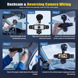 SnelShoppen - 5-kanaals 360° Dashcam met Nachtzicht, Parkeerhulp, 3,16 Inch Scherm, Voor- en Achterzicht, Links en Rechts, Interieur Camera — thumbnail 4