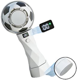 LISM-Voetbalfeestcadeau: handventilator in de vorm van een voetbaltrofee, oplaadbare elektrische draagbare ventilator met digitaal display, Geschikt voor zomerse buitensporten (wit, 1 stuk) — thumbnail 2