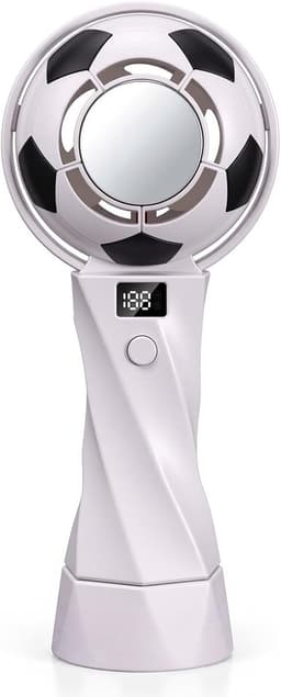 LISM-Voetbalfeestcadeau: handventilator in de vorm van een voetbaltrofee, oplaadbare elektrische draagbare ventilator met digitaal display, Geschikt voor zomerse buitensporten (wit, 1 stuk) — thumbnail 1