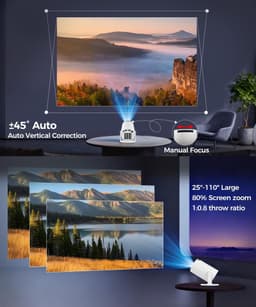Mini Beamer 4K – Android 14 – WiFi 6 & Bluetooth 5.4 – 200 ANSI Lumen – 180° Draaibaar – Full HD — thumbnail 2
